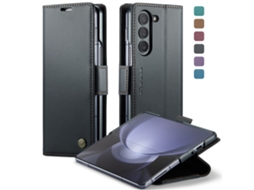 Capa Protetora De Couro Para Celular Com Compartimento Para Cartão, Antifurto E Resistente A Quedas.preto - Samsung Z Fold6