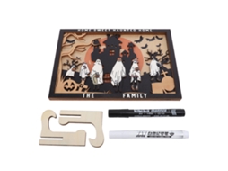 Decoração Mesa Sinal Fantasma Madeira Halloween