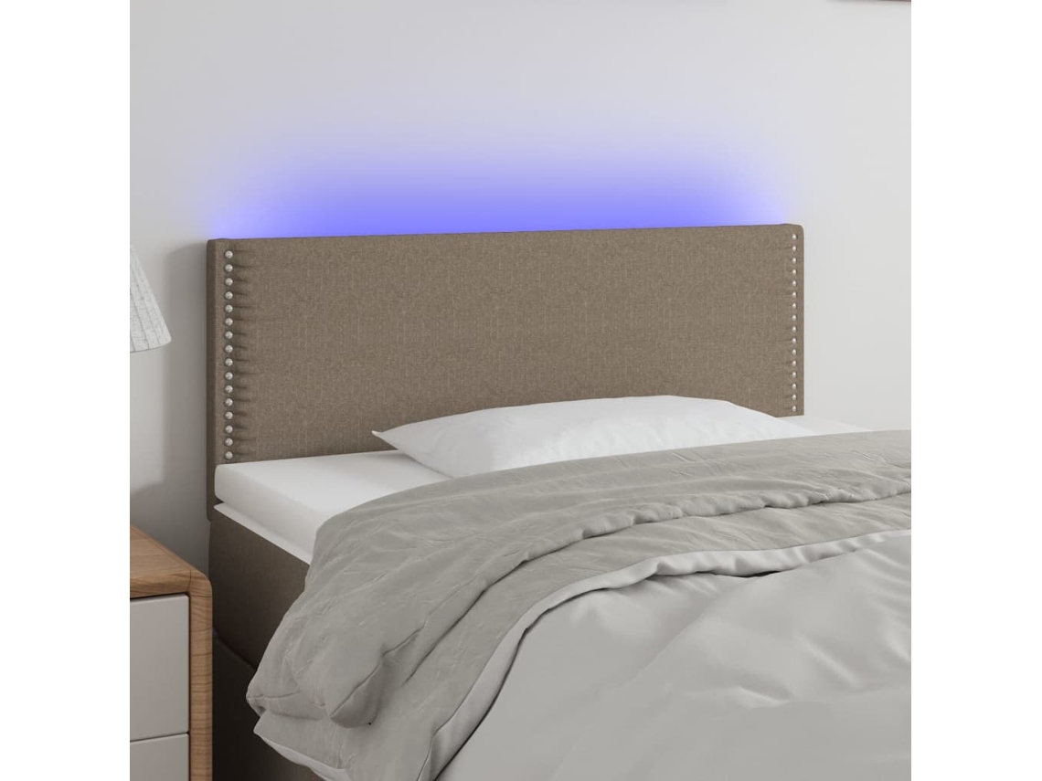 Vidaxl Cabeceira Cama Luzes Led Tecido 90x5x78/88cm Cinza-acastanhado