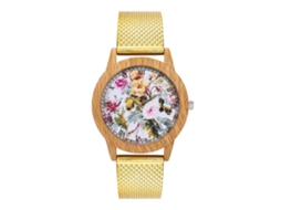 Relógio de pulso de quartzo com pulseira de silicone simples para homens e mulheres (dourado)