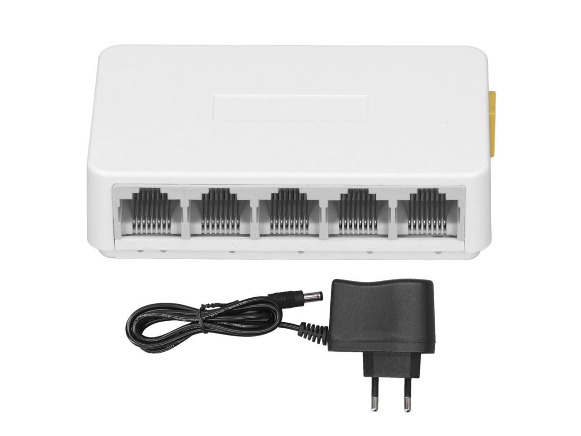 Comutador Ethernet 5 Portas 1.0gbps Splitter Hub Rede Plug And Play Eu Plug 100 240v S/MARCA