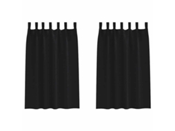 Conjunto 2 Cortinas Opacas Vidaxl Preto Poliéster (175 X 140 Cm)
