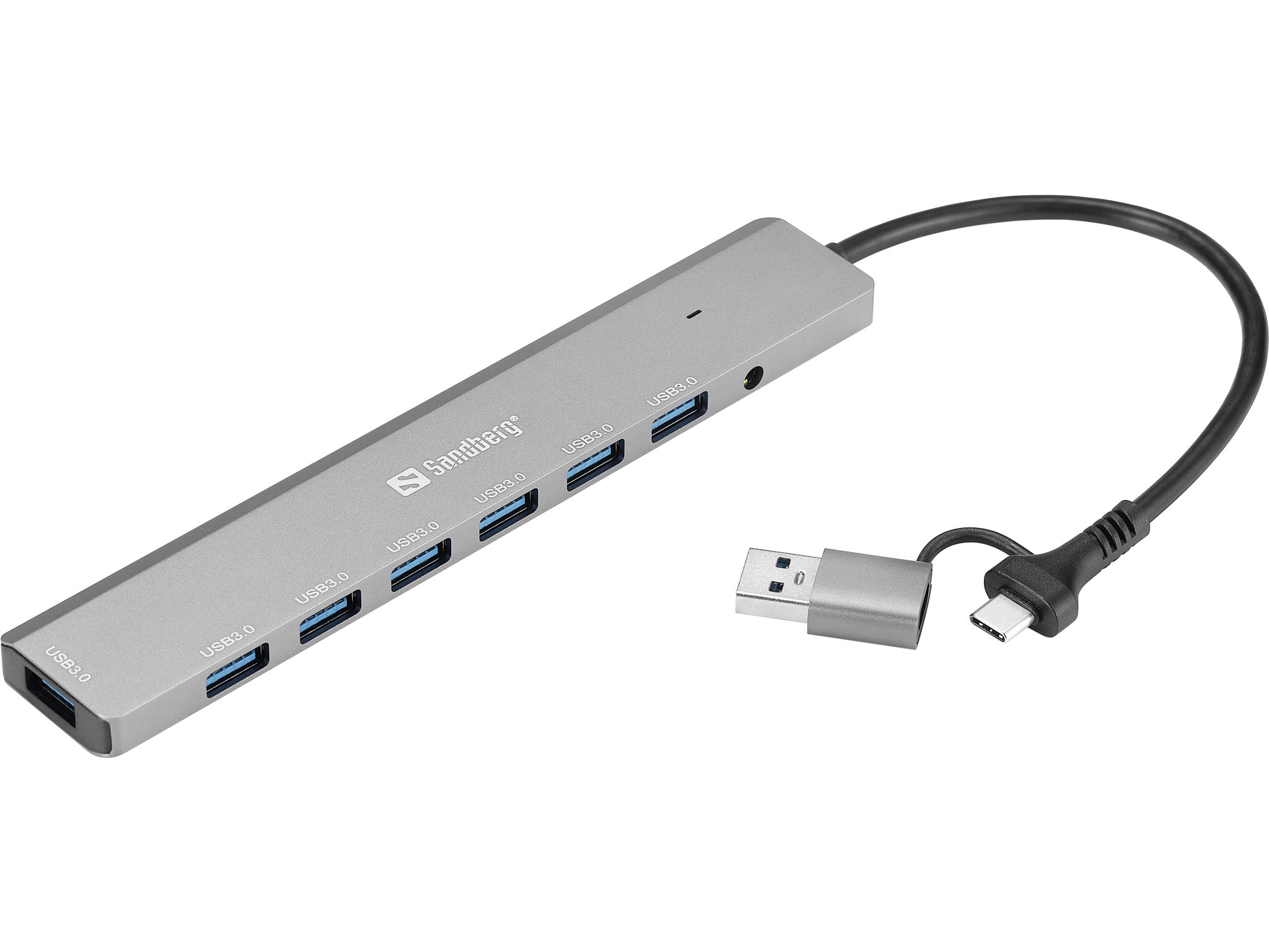 Hub SANDBERG Usb-A e 7 portas Usb-C 3.0 (Cinzento)