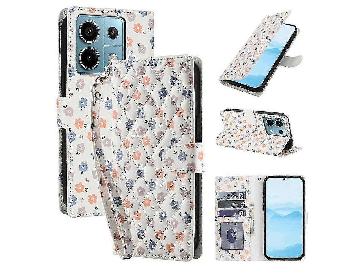 25-26 Flower Pattern Buckle Leather Phone Case With Lanyard