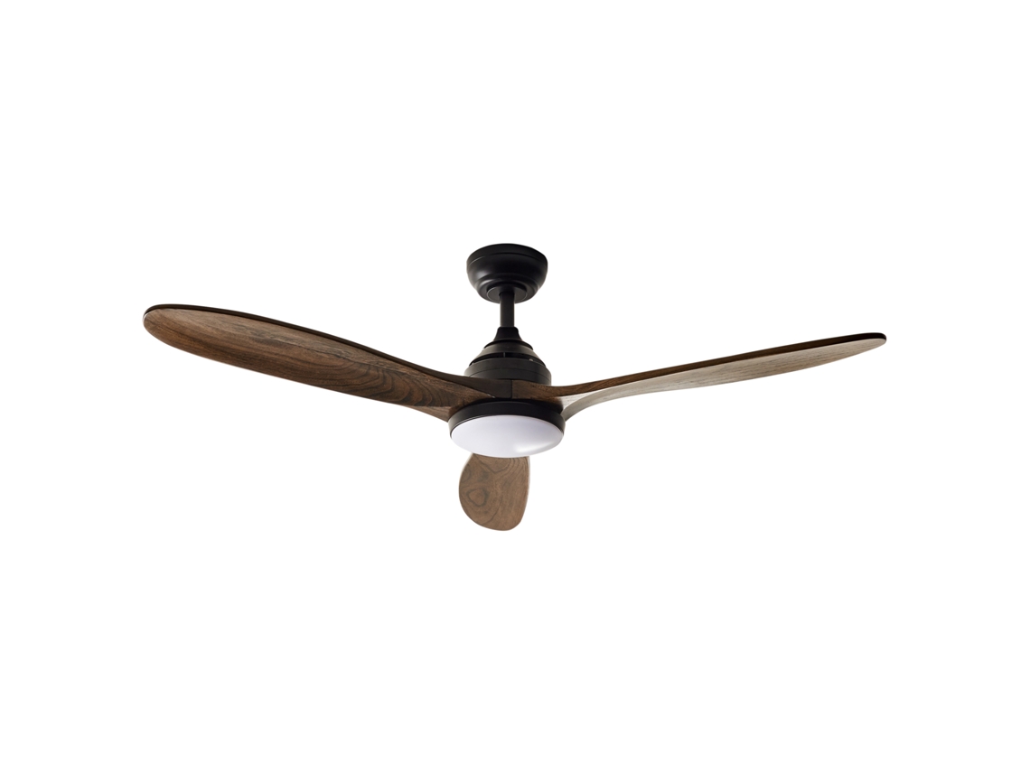 Ventilador De Techo Con Luz Beliani Moyar De Madera De Paulownia Marrón 115x115x37