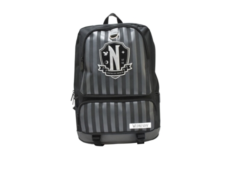 Mochila Listrada Nevermore Wednesday Cinza E Preta Blue Sky (quarta-feira)