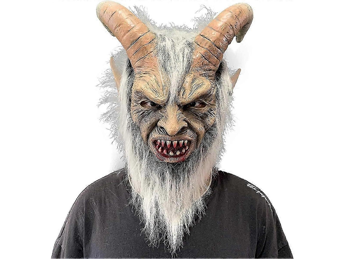 Máscara De Lúcifer Com Chifres, Máscara De Krampus Do Diabo Assustador, Acessórios Para Fantasia De Halloween Olysi Shop