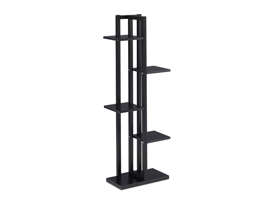 Prateleira De Plantas Relaxdays, Escada Para Flores Com 5 Níveis, Hbt 117 X 43 X 22 Cm, Aço E Mdf, Preta