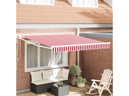 Vidaxl Toldo Retrátil Vermelho E Branco 300 X 250 Cm