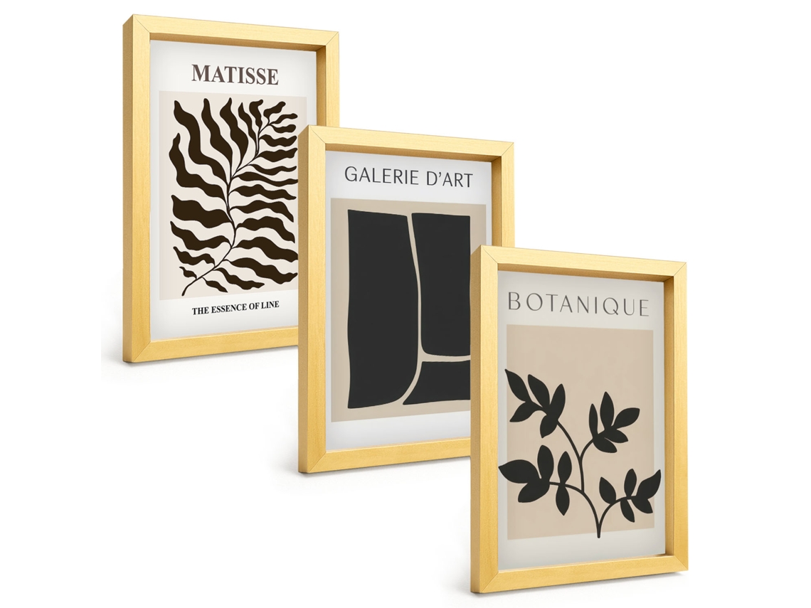 Composição De Quadros Pôsteres Minimalistas De Plantas Espelharte (3 Peças 20x30 Cm)