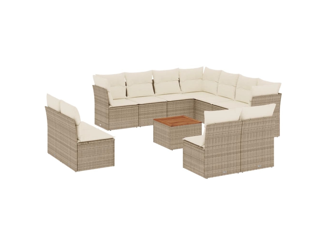 Maison Exclusive - 12 Pcs Conjunto De Sofás P/ Jardim Com Almofadões Vime Pe Bege