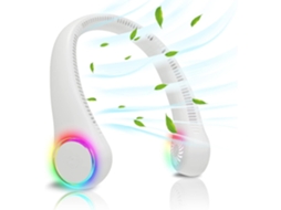 Ventilador de Pescoço Sem Pás Recarregável Via Usb Bateria de 4000mah, 3 Velocidades Ajustáveis, com Luz Led MDUG