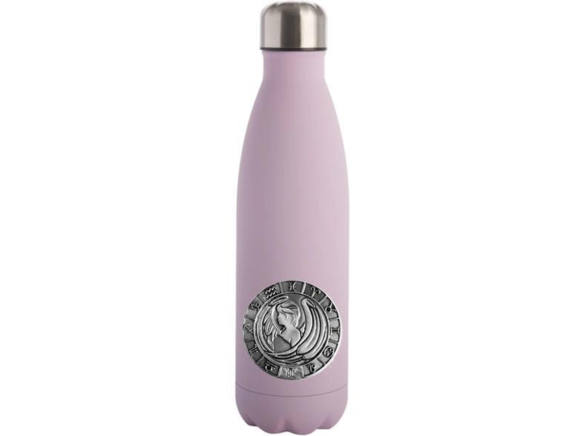 Garrafa de água rosa com o signo de Virgem