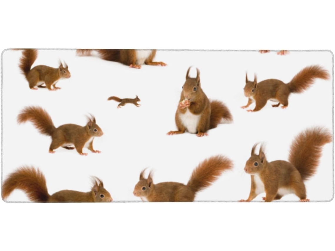 Mousepad Grande com Estampa de Esquilo Fofo, Base Borracha Antiderrapante, 40 X 90 Cm Seguro Durável
