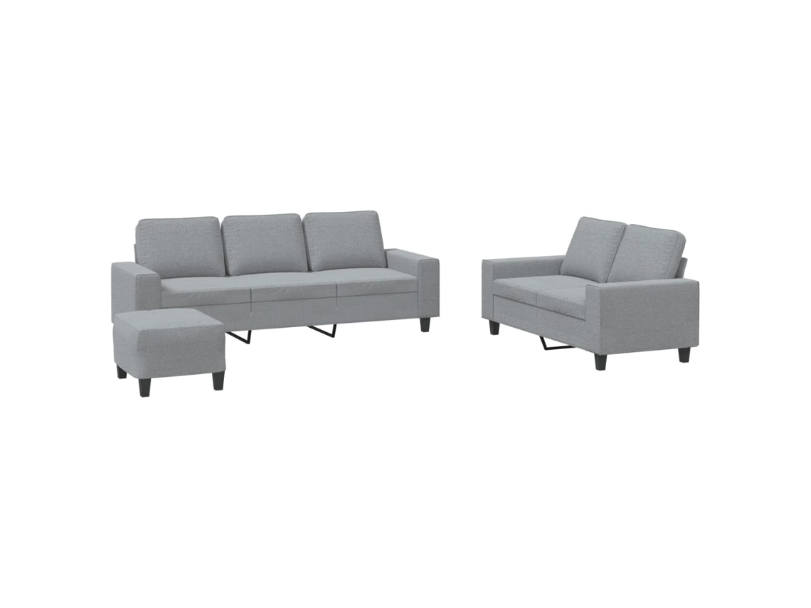 3 Pcs Conjunto de Sofás Tecido Cinzento claro MAISON EXCLUSIVE