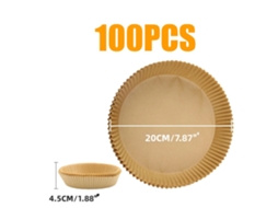 (100 Unidades, 20 Cm De Diâmetro) Papel Manteiga Descartável Antiaderente Para Fritadeiras Elétricas.