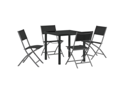 Conjunto 5 De Jantar De Jardim Vidaxl Textilene Preto E Aço