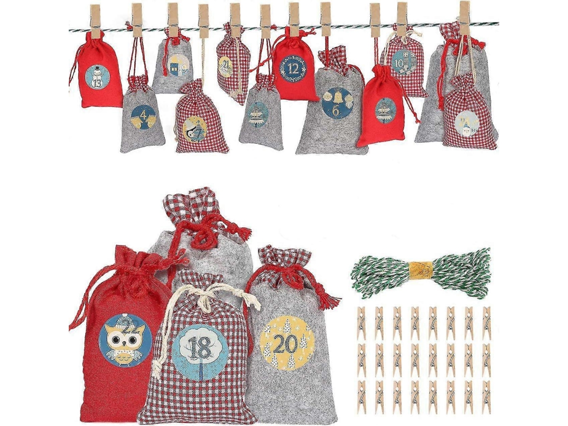 Calendário Do Advento Para Enchimento De Saco De Juta, Sacola De Presente De Natal, Kit Artesanal De Calendário De Natal Hengjian