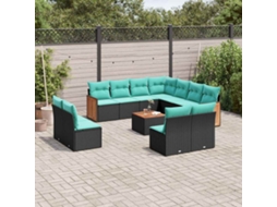 Conjunto de Sofá de Jardim com 13 Peças e Almofadas em Rattan Sintético Cinzenta VIDAXL