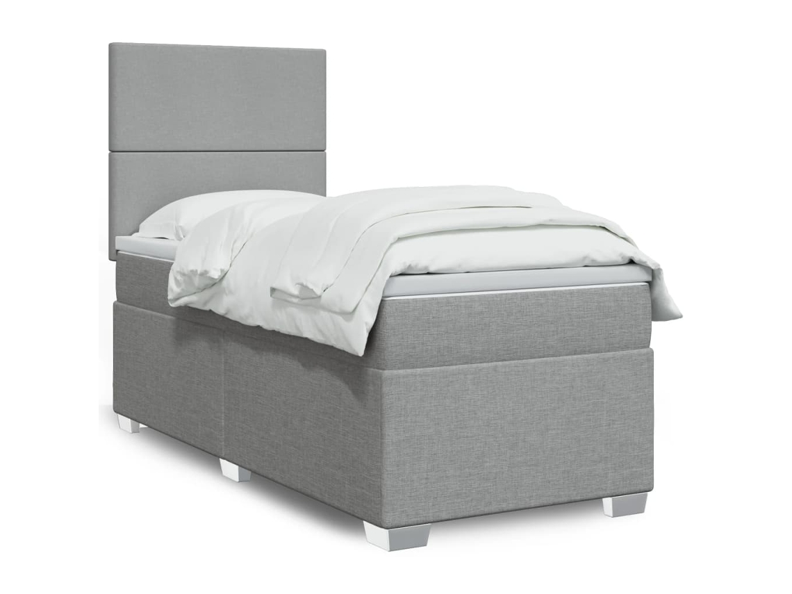 Vidaxl Cama Com Molas/colchão 100x200 Cm Tecido Cinzento-claro