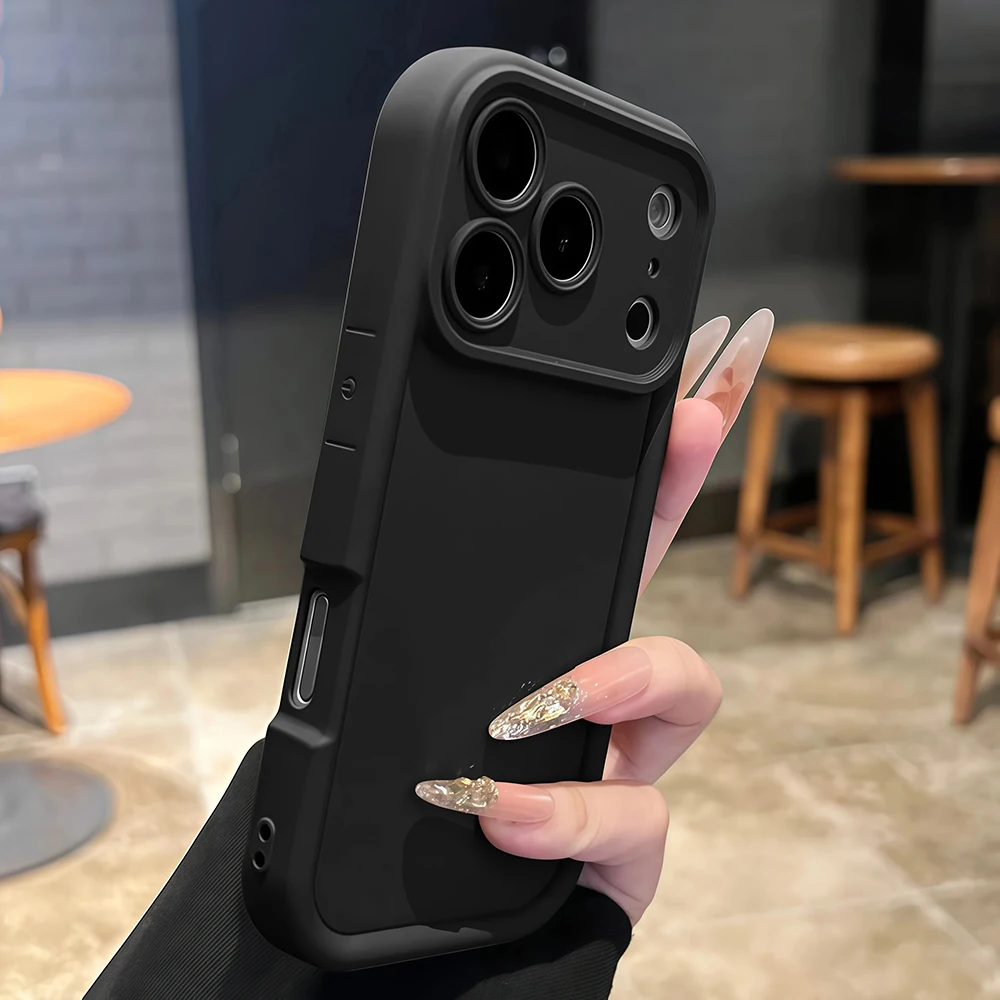 Capa De Silicone Macio Para Iphone (preta, Iphone 16), Com Proteção Traseira Contra Impactos.