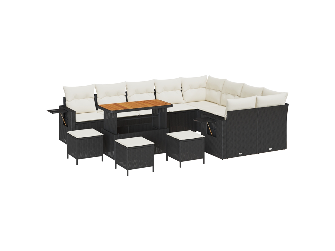 Conjunto 13 Móveis De Jardim Vidaxl Preto Vime Pe (110 X 55 X 71 Cm)