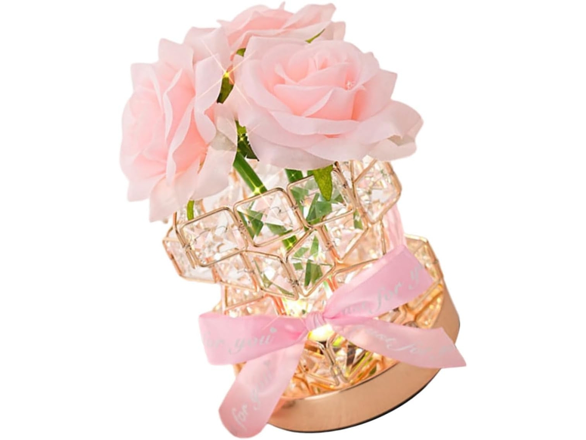 Luminária Noturna De Cristal Rosa Toddmomy Recarregável Via Usb