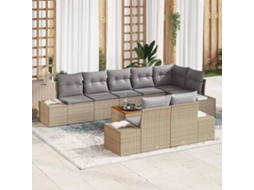 Vidaxl Conjunto De Sofá De Jardim 9 Pcs Bege E Cinzento Claro
