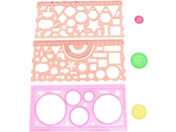 Conjunto de design criativo Tehaux com régua de plástico, núcleos aleatórios, material escolar geométrico e decoração.