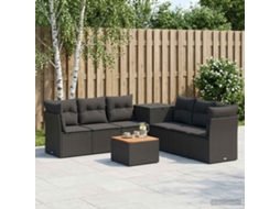 Vidaxl Conjunto De Sofás 8 Unid. Preto Rattan Poliéster E Aço