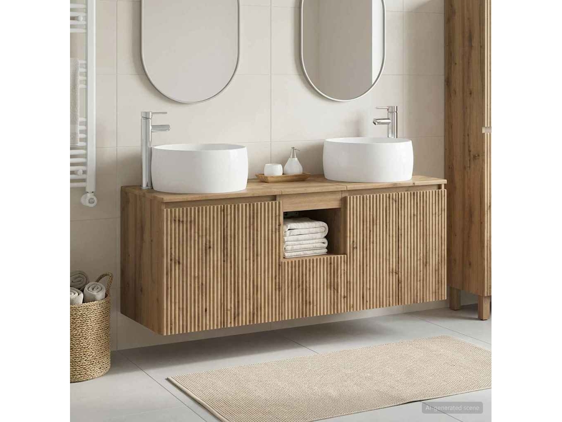 Vidaxl Conjunto de Armários para Banheiro 3 Unidades. Artesão Carvalho