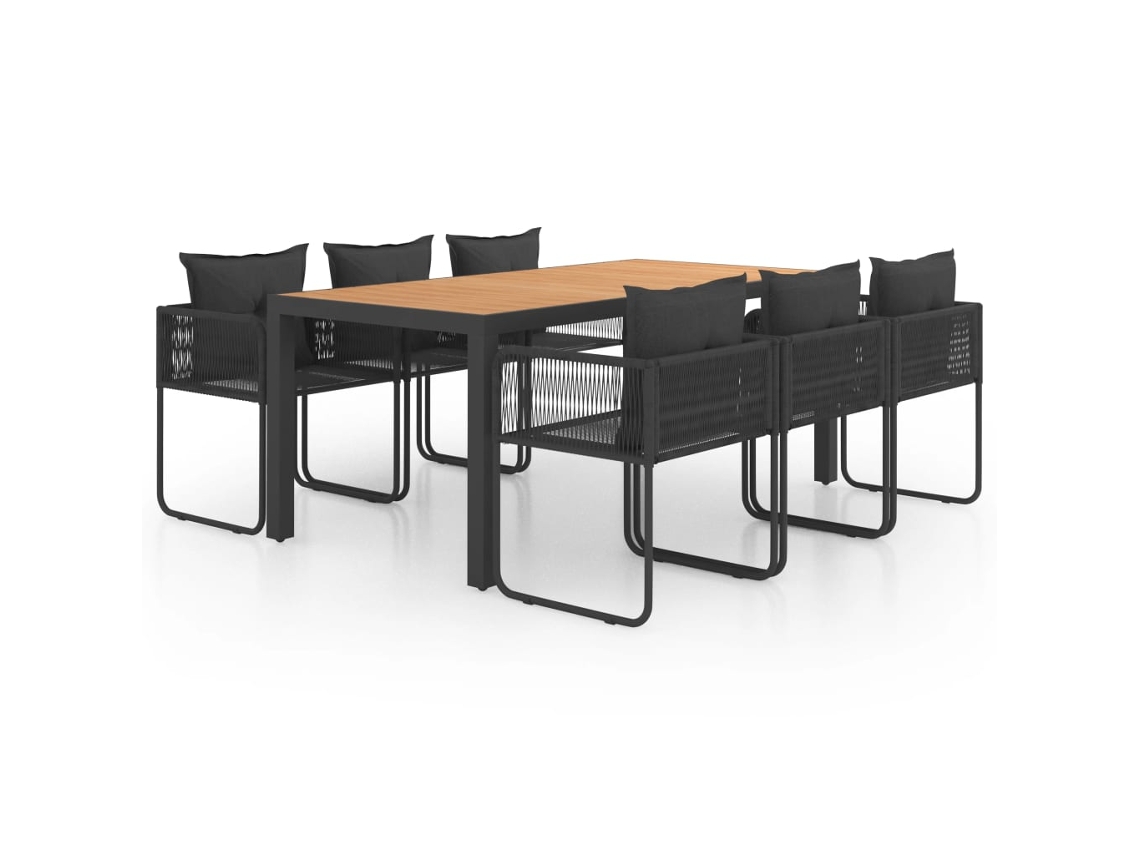 Maison Exclusive - 7 Pcs Conjunto De Jantar P/ Jardim Vime De Pvc Preto E Castanho