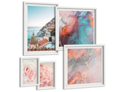 Galeria De Pinturas Murais Padrões Abstratos Em Tons Pastel Moldura Branca Fotos Para O Escritório Espelharte (conjunto De 5 Imagens)