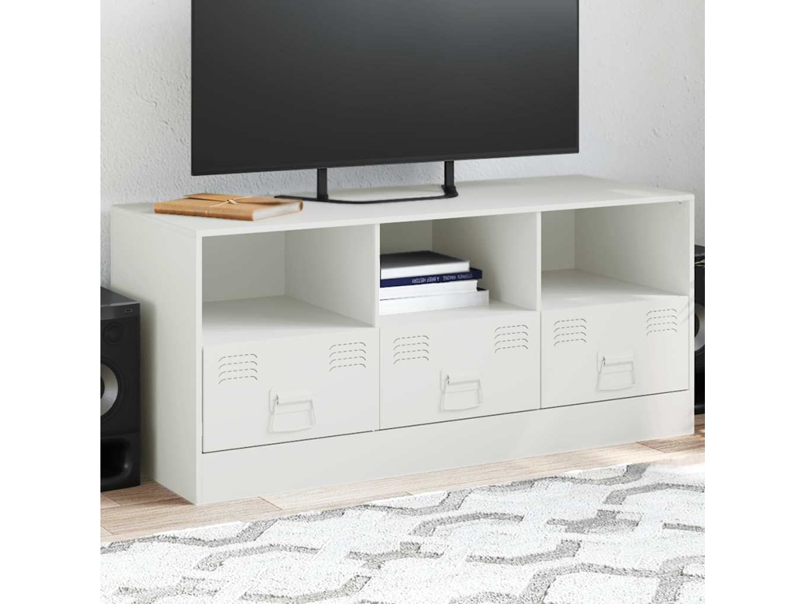 Vidaxl Móvel De Tv 99x39x44 Cm Aço Branco