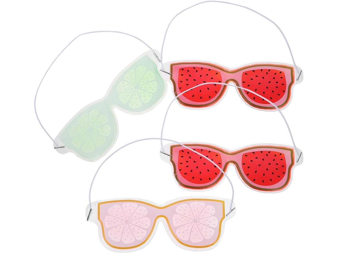 Máscara de gel para os olhos em PVC com aroma de frutas, melhora a elasticidade da pele, pacote com 4 unidades.