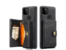 Capa Design Fecho Destacável Para Google Google Pixel 5a 5g Pele Sintética Magnética Preto