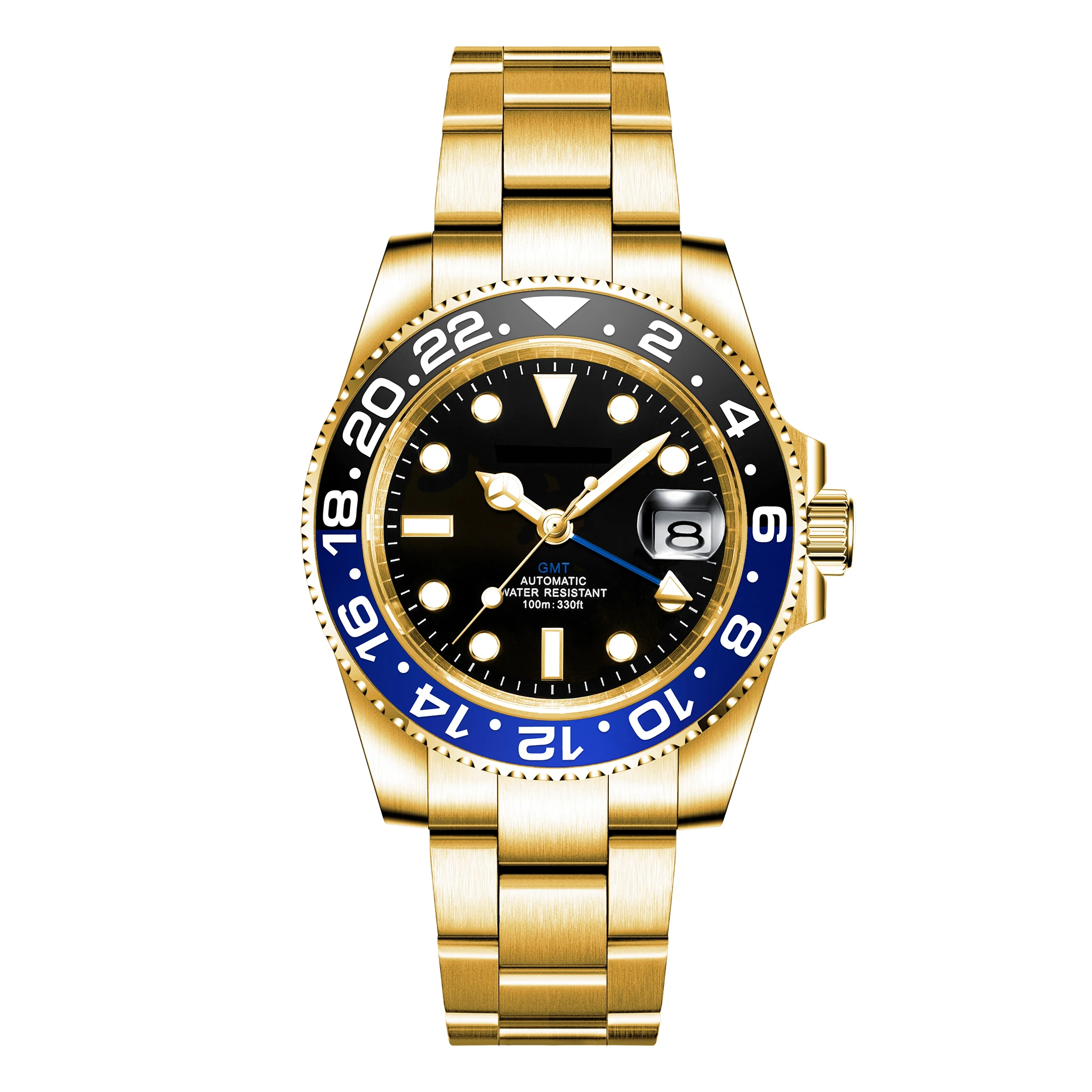 Relógio Masculino Automático Mecânico De 40 Mm (preto E Azul), Cristal De Safira.