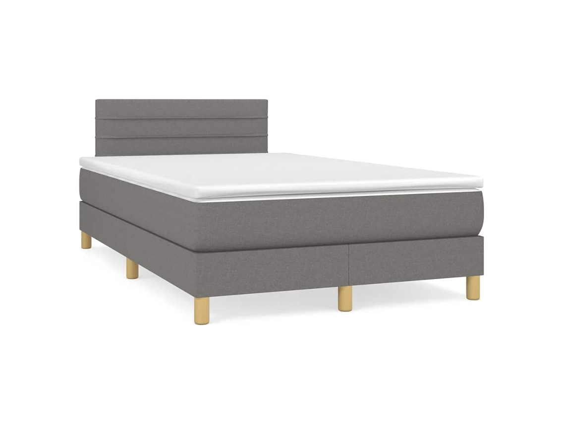 Vidaxl Cama Box Spring C/ Colchão E Led 120x190 Cm Tecido Cinza-escuro