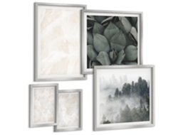Quadros Decorativos Para Parede Campos De Capim-dos-pampas E Praia Boho Moldura Prateada Fotos Para O Escritório Espelharte (conjunto De 5 Imagens)