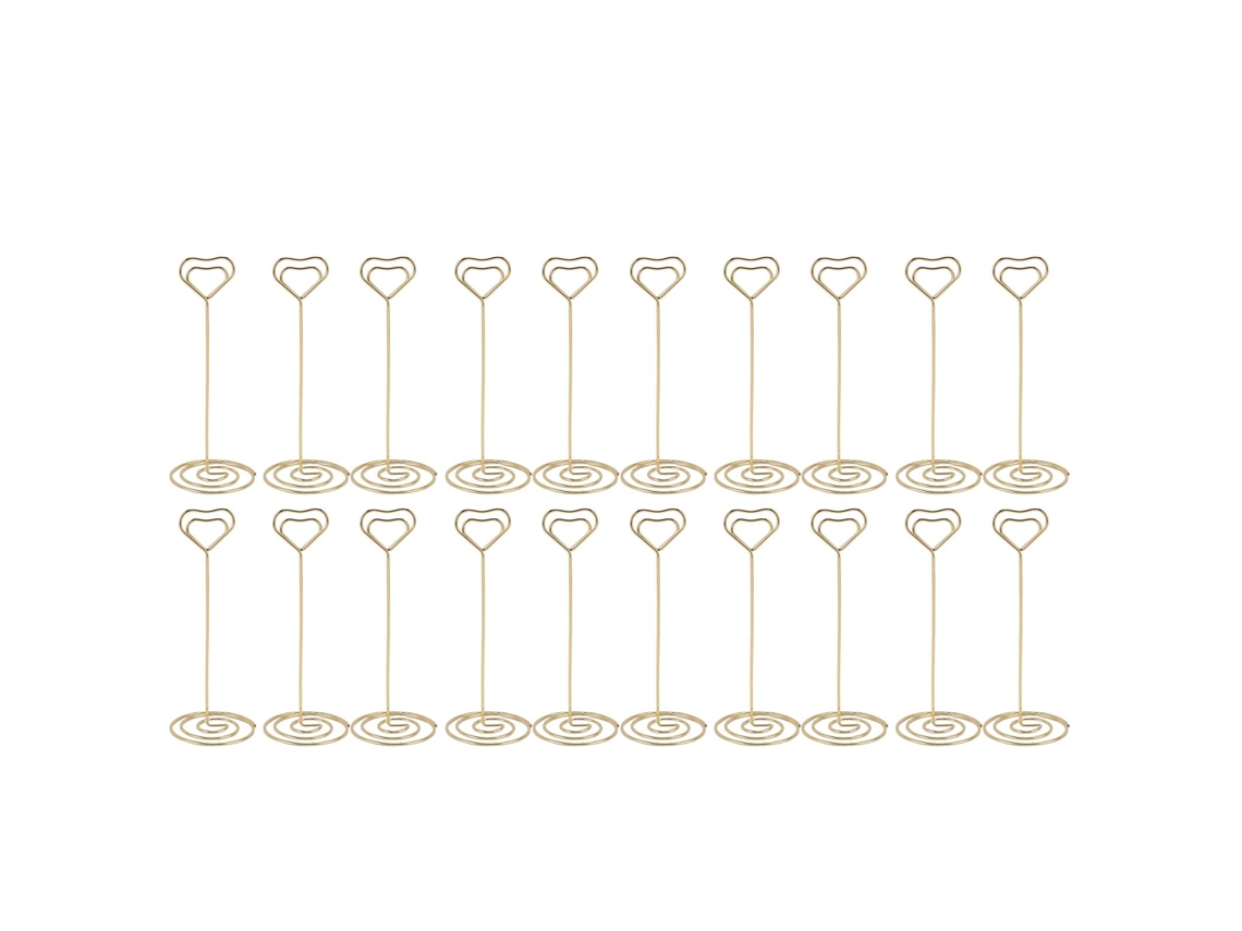 20 Portavasos De Mesa Corazón 15cm Portatarjetas Memo Clip Soporte Foto Oro