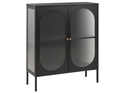 Aparador Vitrina Beliani Sarre De Acero Negro 90x35x111