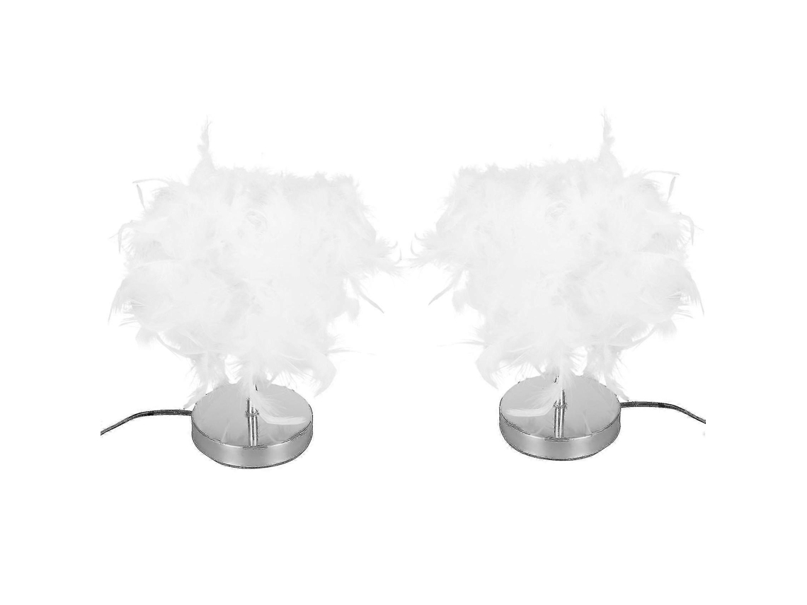 Feather Shade Metal Table Lamp Bedside Desk Night Light Eu Plug