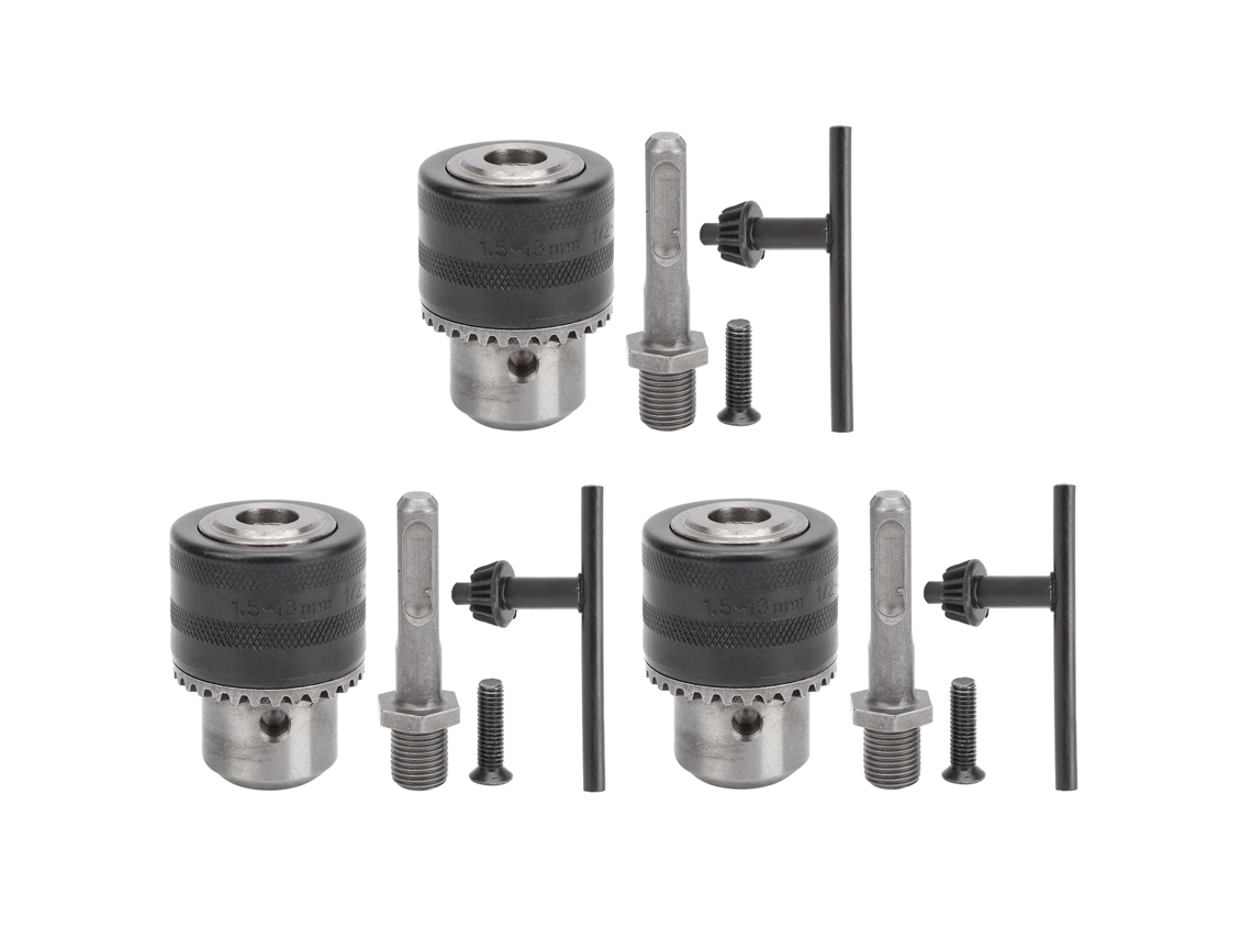 3 Conjuntos De Mandril De Furadeira Com Chave Para Martelo Elétrico 1/2in20unf+1,5-13mm Acessórios De Ferramentas Elétricas