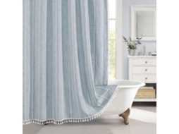 Cortina De Chuveiro Chrui Em Poliéster, Cor Sólida, Com Franjas, 180 Cm X 180 Cm (azul)