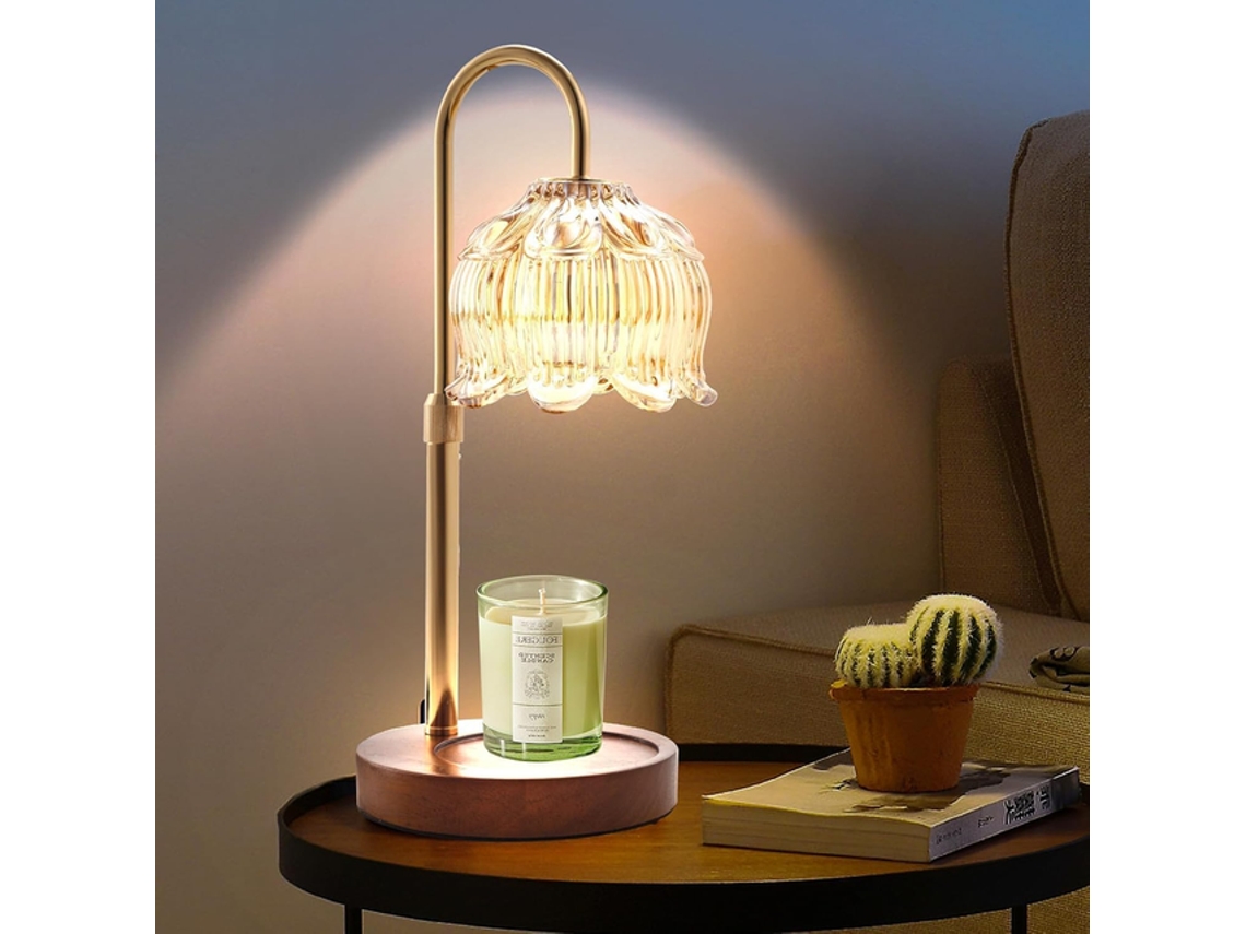 Queimador Velas Com Dimmer - Candle Warmer - Lâmpada Velas Aromáticas - Estilo Vintage - Ferro/vidro - Ouro Champagne