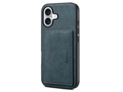 Capa Em Couro Com Suporte Para Cartão, Compatível Com Iphone 17 (azul)