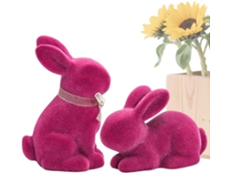 Conjunto De 2 Estatuetas De Coelho Com Textura Macia, Perfeitas Para A Páscoa |