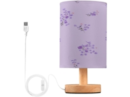 Abajur De Cabeceira Floral Pequeno Para Quarto, Abajur De Cabeceira Led, Luminária De Leitura Com Portas Usb E Cúpula