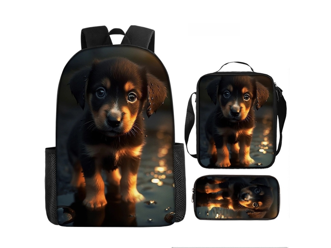 Mochila Escolar 3 Peças Com Estojo E Lancheira, 17 Polegadas, Estilo 7 Tressino
