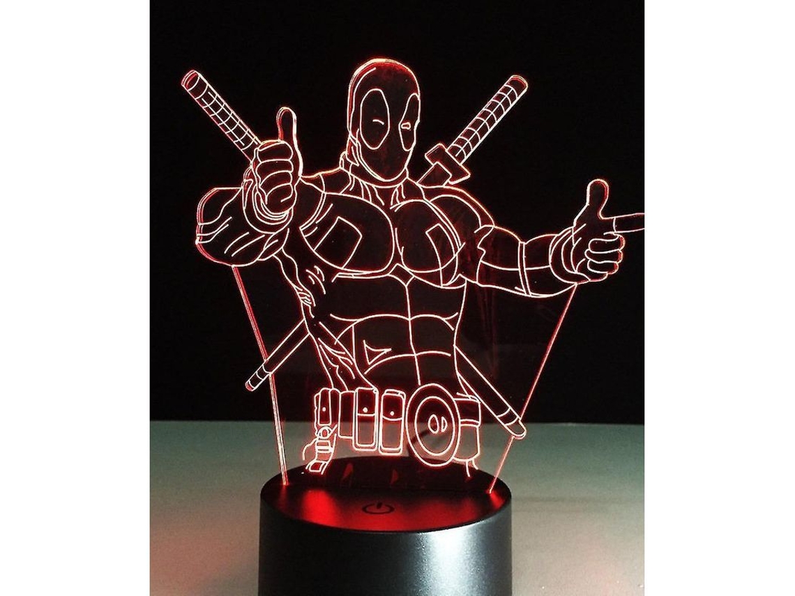 Lâmpada De Noite 3d Led Deadpool Para Crianças Com Base Usb E Interruptor Táctil